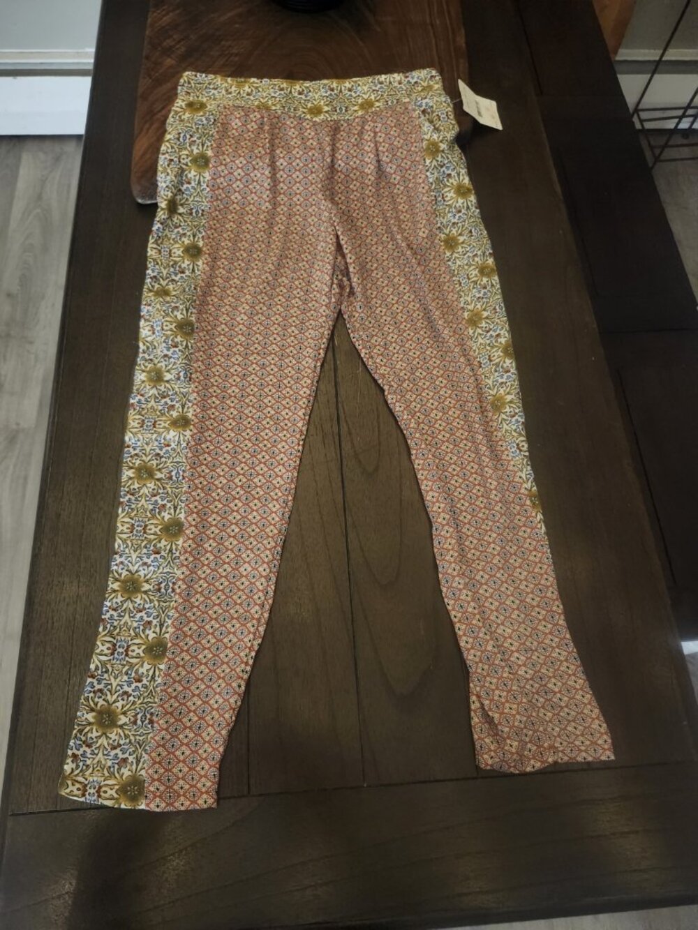 Women's Free People Geo Boho Easy Pleat Pants Size XS Hippie Festival Cozy Chic